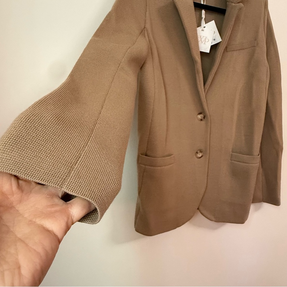 NWT TWP Camel Beige Knit Boyfriend Blazer 100% Merino Wool, size M - Picture 8 of 16